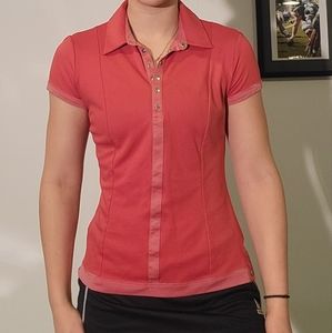 Y2k pink addidas golf shirt